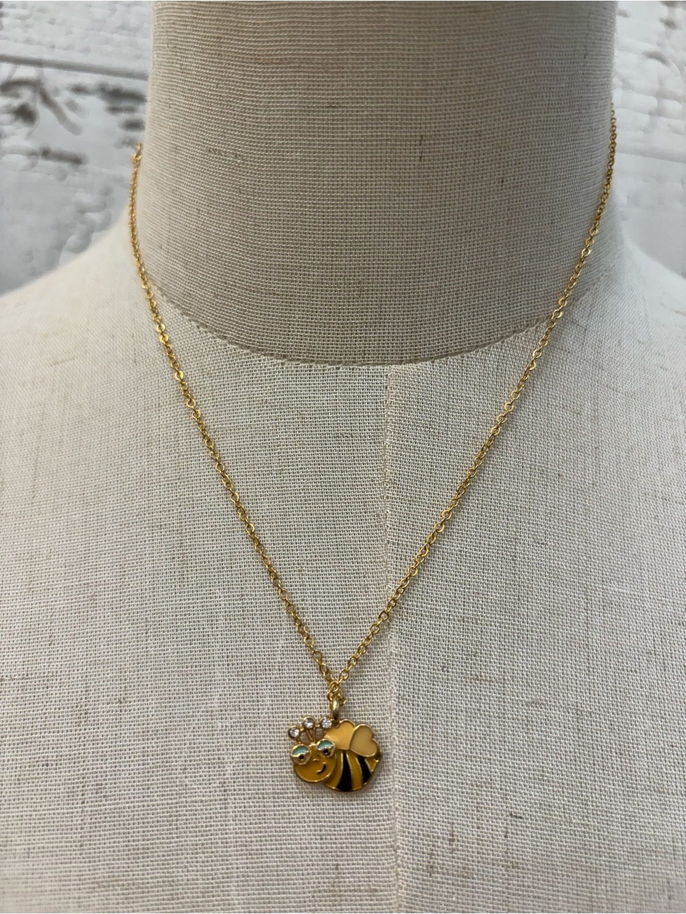 Bumble Bee Enamel Charm Necklace
